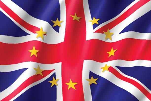 istock United Kingdom national flag with a star circle of EU 801184276
