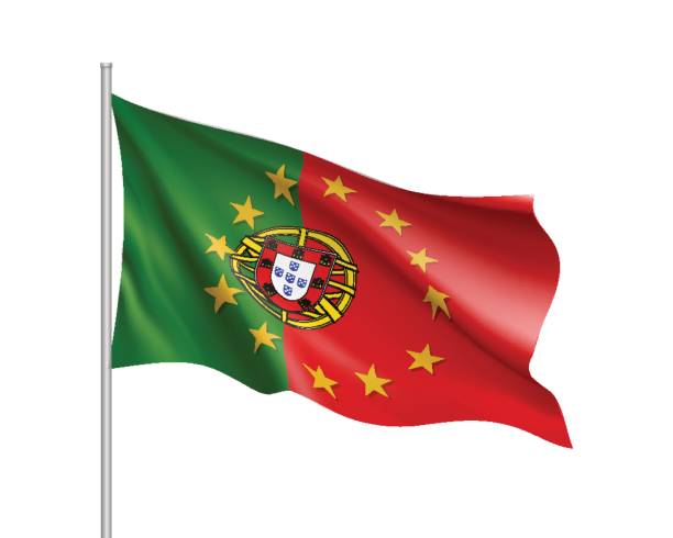 ilustrações de stock, clip art, desenhos animados e ícones de portugal national flag with a star circle of eu - flag gear international landmark cooperation