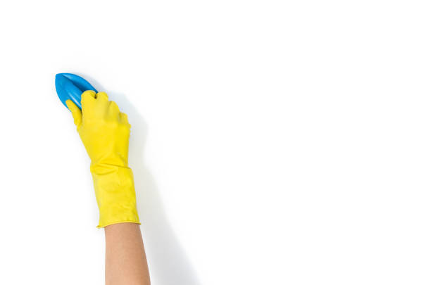 istock Woman's hand cleaning isolated on white background 801198266