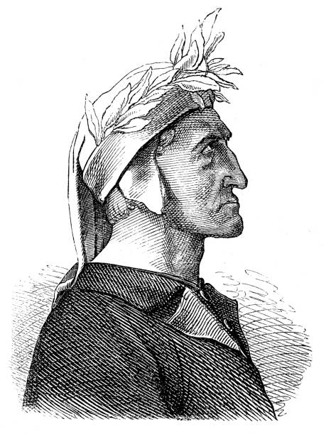 Dante Alighieri profile portrait Illustration of a Dante Alighieri profile portrait dante stock illustrations