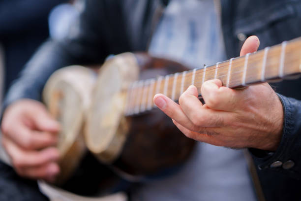 istock a man plays on a classical folk instrument tar of Azerbaijan 801198482