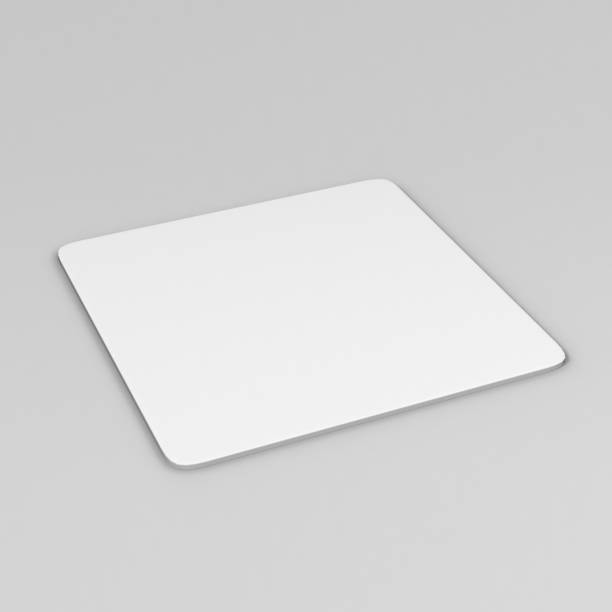 istock Blank White Square coaster with rounded corner on isolated background, 3D Illustration ready for your design presentation and mock up. 801219602