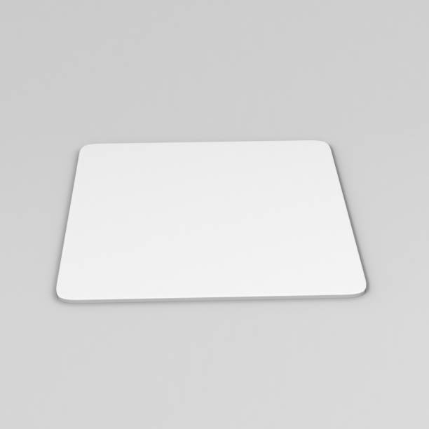 istock Blank White Square coaster with rounded corner on isolated background, 3D Illustration ready for your design presentation and mock up. 801219616