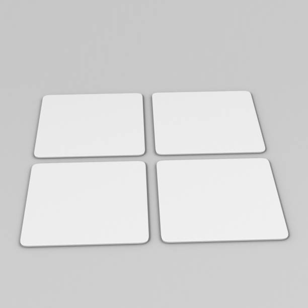 istock Blank White Square coaster with rounded corner on isolated background, 3D Illustration ready for your design presentation and mock up. 801221356