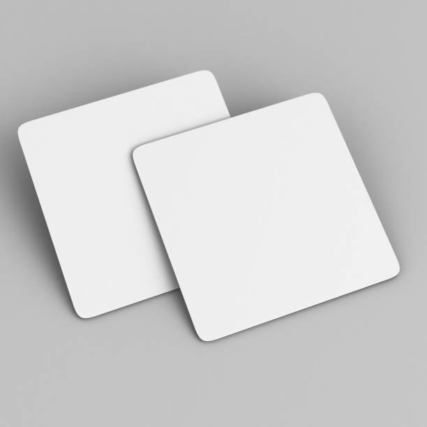istock Blank White Square coaster with rounded corner on isolated background, 3D Illustration ready for your design presentation and mock up. 801221820