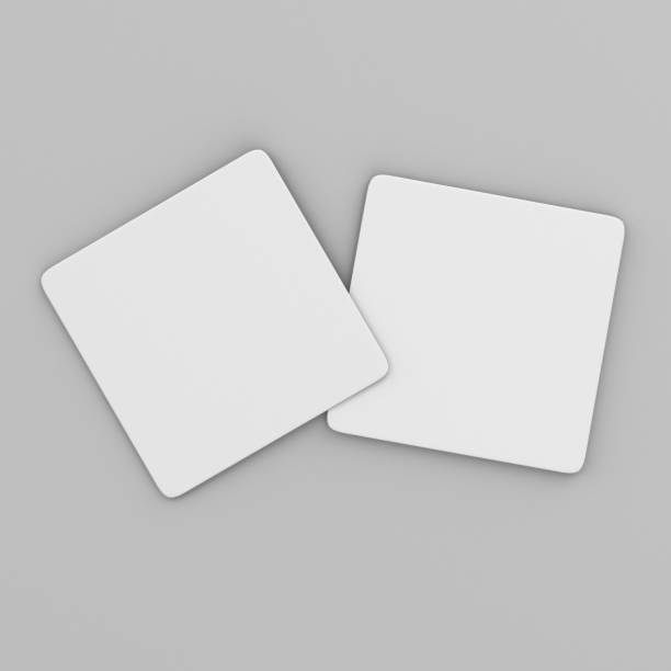 istock Blank White Square coaster with rounded corner on isolated background, 3D Illustration ready for your design presentation and mock up. 801224502