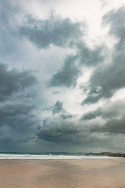 istock Overcast Windy June day views across Newquay town beaches 801224604