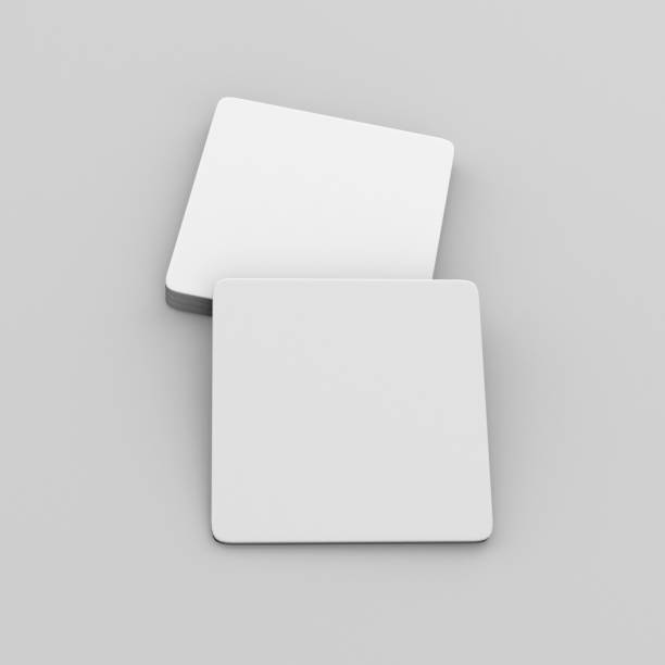 istock Blank White Square coaster with rounded corner on isolated background, 3D Illustration ready for your design presentation and mock up. 801224758