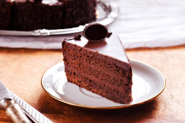 istock Chocolate cake with whipped cream frosting 801225342