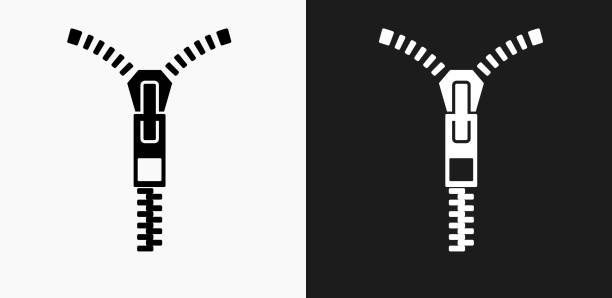 Zipper Icon on Black and White Vector Backgrounds Zipper Icon on Black and White Vector Backgrounds. This vector illustration includes two variations of the icon one in black on a light background on the left and another version in white on a dark background positioned on the right. The vector icon is simple yet elegant and can be used in a variety of ways including website or mobile application icon. This royalty free image is 100% vector based and all design elements can be scaled to any size. zipper-teeth stock illustrations