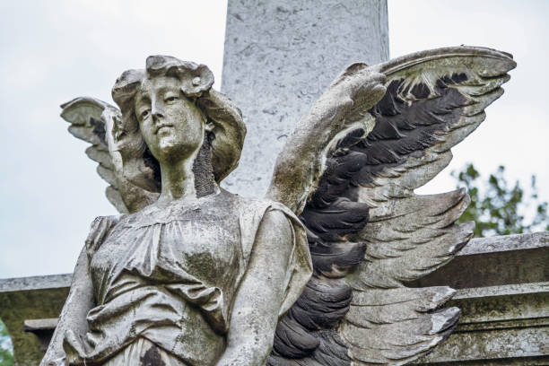 istock Fragment statue of angel at the cemetery in Budapest 801252000