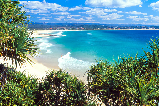 Greenmount Beach at Coolanagatta on Queensland's Gold Coast in Australia on a clear blue water day.