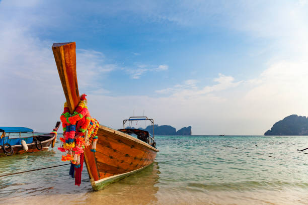 Taxi boat in south east asia stock photo