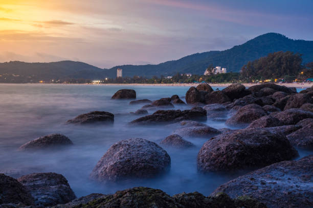 Sunset on tropical beach stock photo