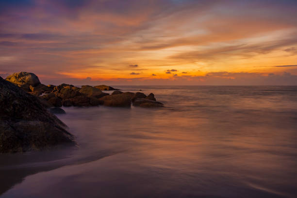 Sunset on tropical beach stock photo