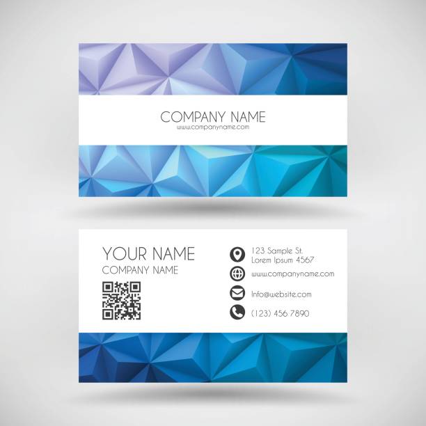 современный шаблон визитных карт с абстрактным геометрическим фоном - identity advertise business card id card stock illustrations