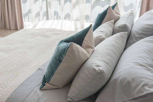 istock set of pillows on bed in modern bedroom style 801273624