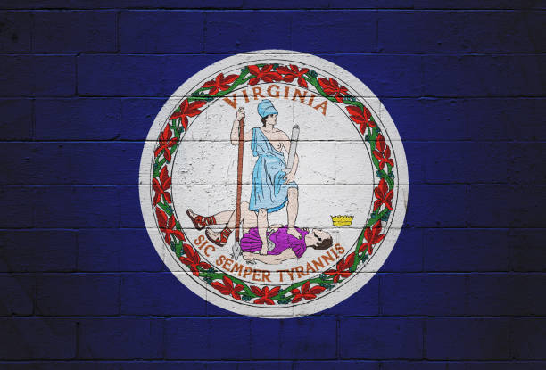 drapeau de l’etat de virginie peint sur un mur - virginie état des états unis photos et images de collection