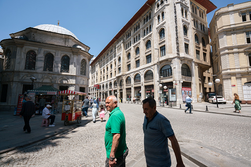 Istanbul,Turkey-June 23,2017:People in Eminonu district where is one of the most populer shopping and historic destination in Istanbul.