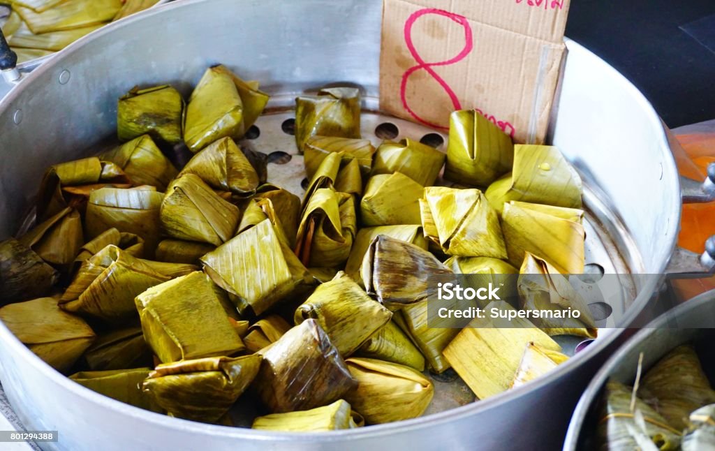 Thai dessert, made of rice Asia, Thailand, Arts Culture and Entertainment, Banana Leaf Arts Culture and Entertainment Stock Photo