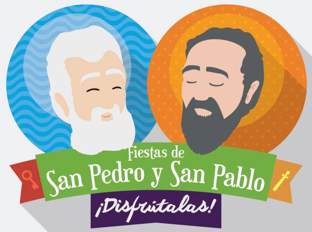 ラウンド ボタンの聖者ピーターおよびポールの饗宴のために直面しています。 - saints peter and paul illustrations点のイラスト素材／クリップアート素材／マンガ素材／アイコン素材