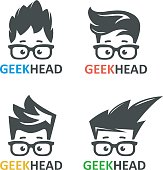 istock Geeks and nerds vector set of logos 801303450