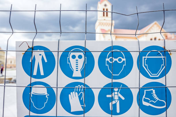 istock Restricted area, for the authorized personnel only. Construction site safety rules poster. 801307640