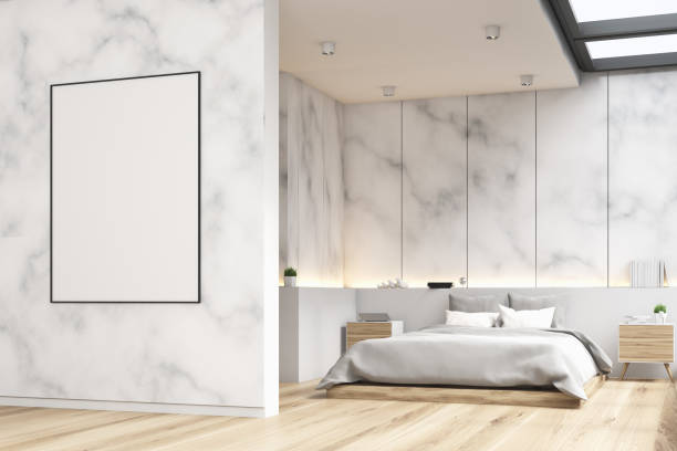 istock Marble bedroom with poster, side 801310354