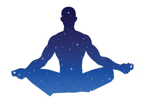 istock Silhouette illustration of a male figure meditating 801373428