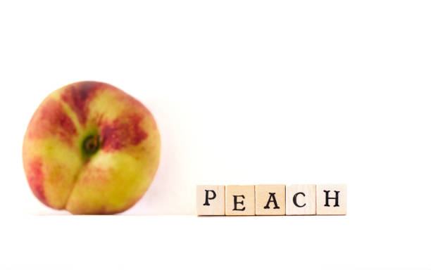 istock Flat Donut/Saturn Peaches and Label, White Background 801383026