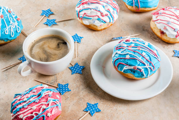 istock Colorful donuts for 4th of July 801383560