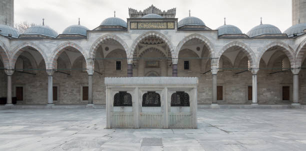 façade de la mosquée de suleymaniye, une mosquée impériale ottomane, située sur la troisième colline d’istanbul, turquie - istanbul surrounding wall suleymanie mosque turkey photos et images de collection
