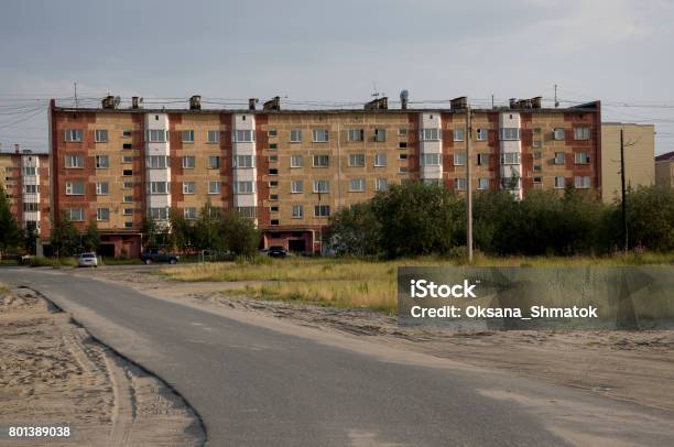 Modern Brown Threestoreyed Building In The City Stock Photo - Download Image Now - Antenna - Aerial, Architecture, Arctic