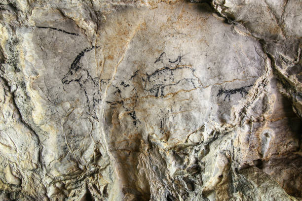 istock Cave painting in prehistoric style 801391918