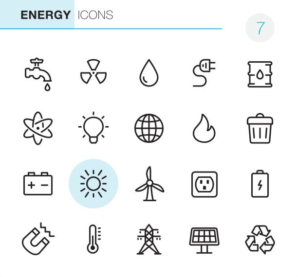 에너지-픽셀 완벽 한 아이콘 - household equipment light bulb compact fluorescent lightbulb lighting equipment stock illustrations