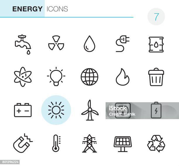 Energy Pixel Perfect Icons Stock Illustration - Download Image Now - Solar Energy, Drop, Electrical Outlet