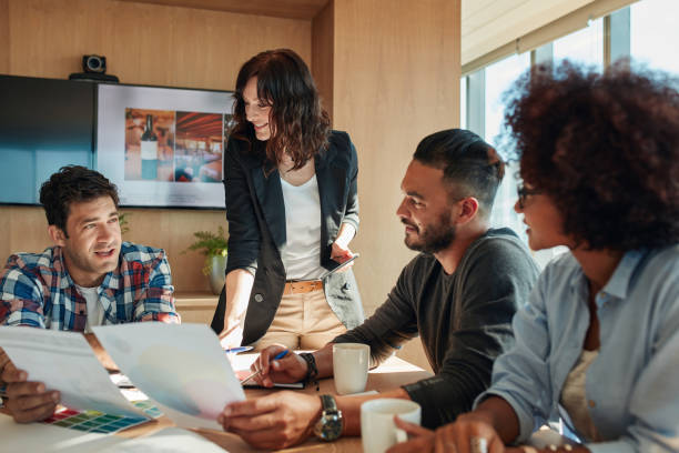 istock Business people discussing new color scheme for project 801396718