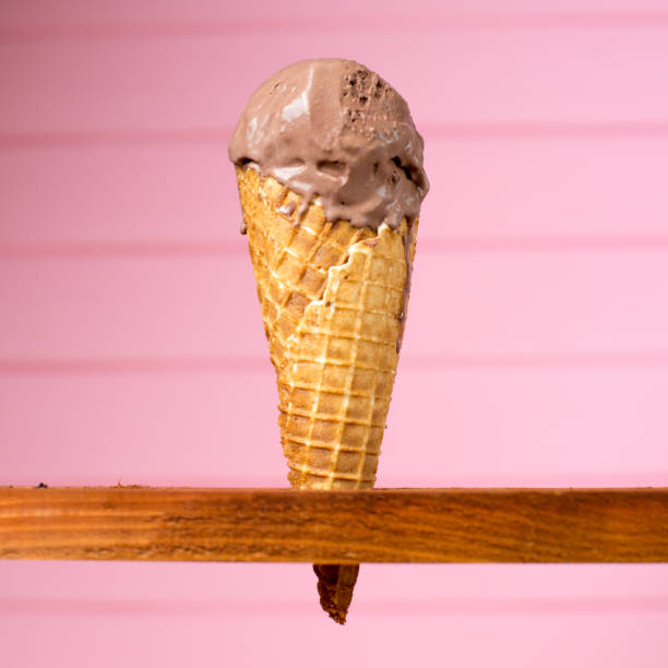 istock Chocolate ice cream scoop isolated on white background 801401414
