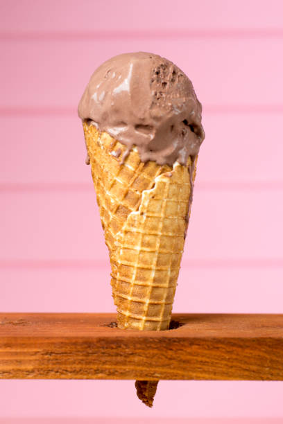 istock Chocolate ice cream scoop isolated on white background 801403476