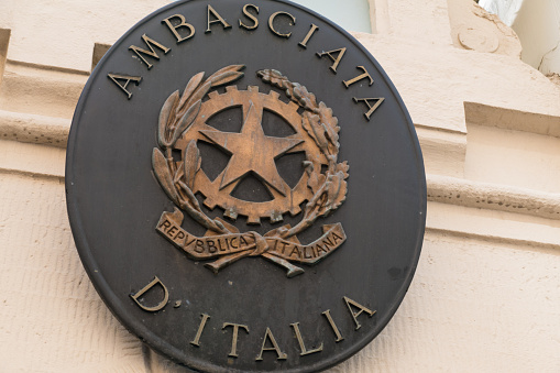 Plaque of the Italian Embassy