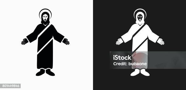 Jesus Christ Icon On Black And White Vector Backgrounds Stock Illustration - Download Image Now