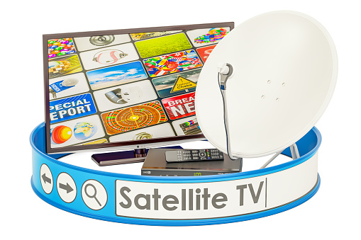 Satellite TV concept, 3D rendering isolated on white background