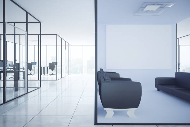 istock Contemporary office with blank poster 801460894