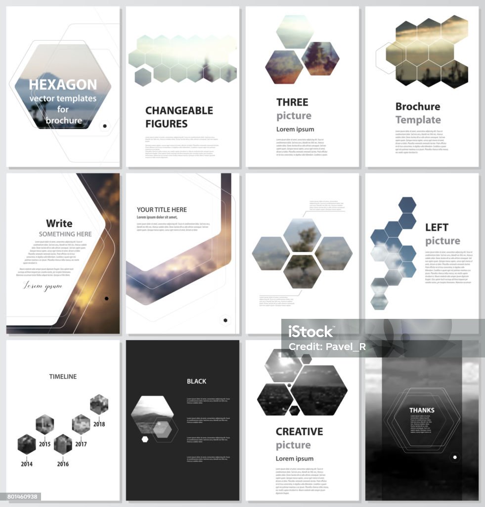 The vector illustration of the editable layout of A4 format covers design templates for brochure, magazine, flyer, booklet, report. Abstract polygonal modern style with hexagons Hexagon stock vector