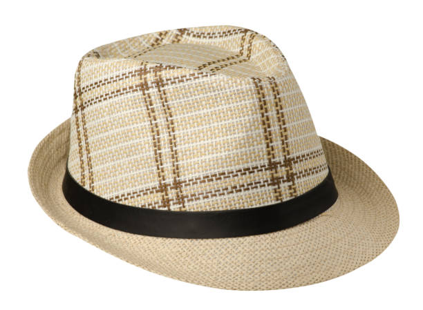 istock hat with a brim .hat isolated on white background.biege hat 801465120