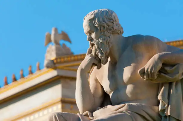 classical statue of Socrates from side