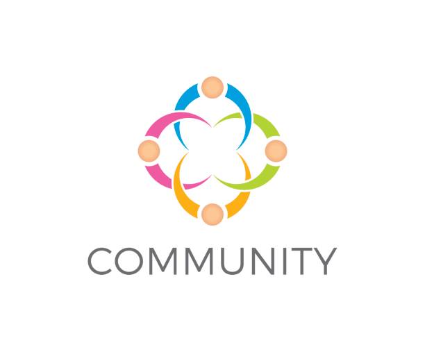 Community vector icon people, team, work, emblem community health center stock illustrations