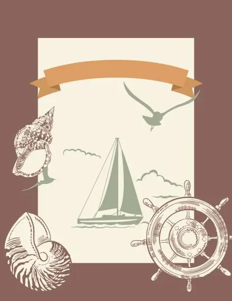 Vector illustration of Hand Drawn Backgrounds With Nautical Elements