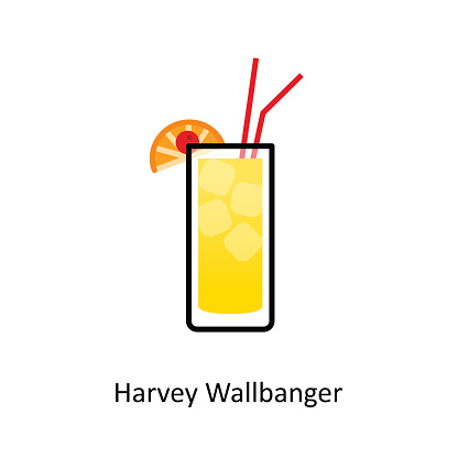Harvey Wallbanger cocktail icon in flat style. Vector illustration