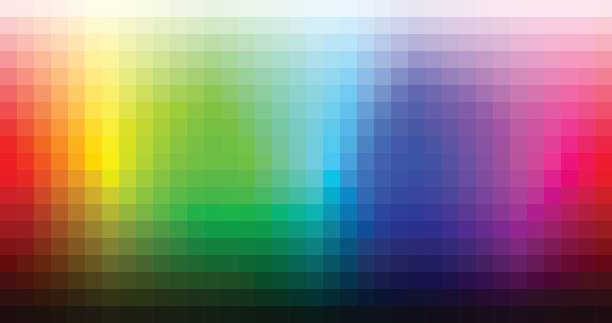 색상 스펙트럼 모자이크 팔레트, 색조 및 밝기입니다. 벡터 - 색상 묘사 stock illustrations